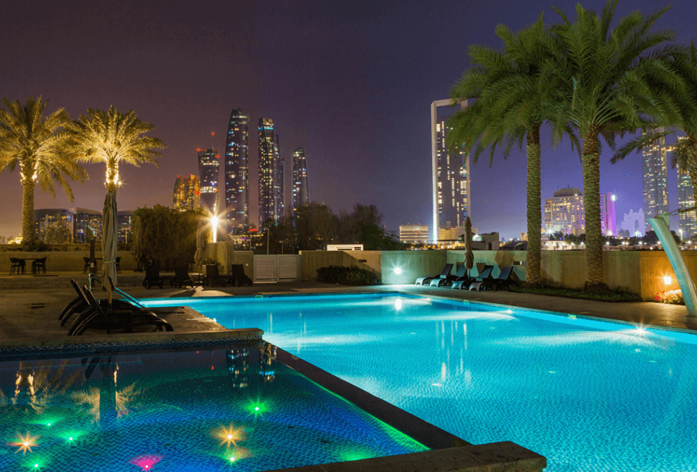 swimming pool with LED lights